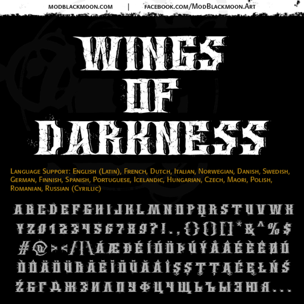 Logo of the Wings of Darkness font